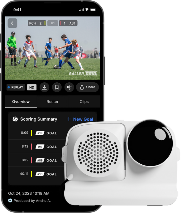 iPhone with BallerCam App and Device